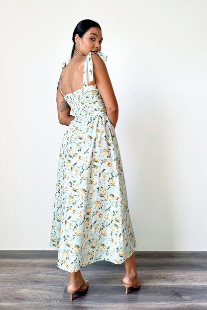 Deloris Maxi Dress - Green Floral Print