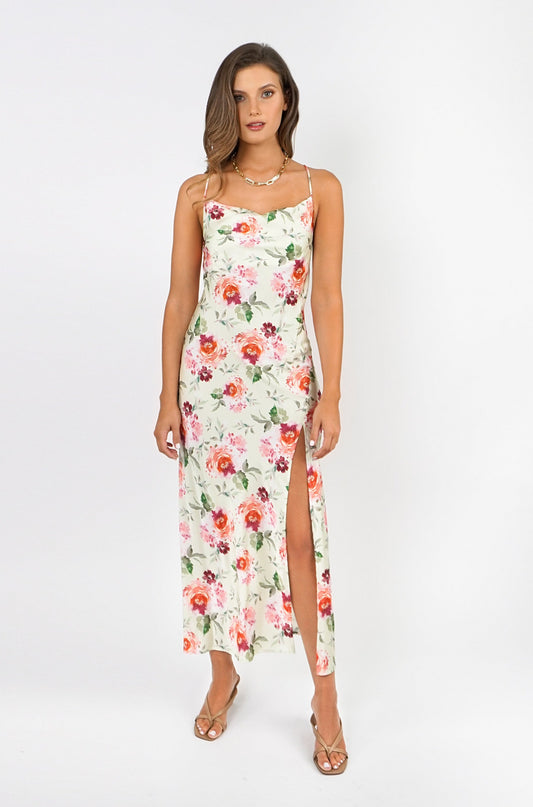 Savanna Green Print Maxi Dress